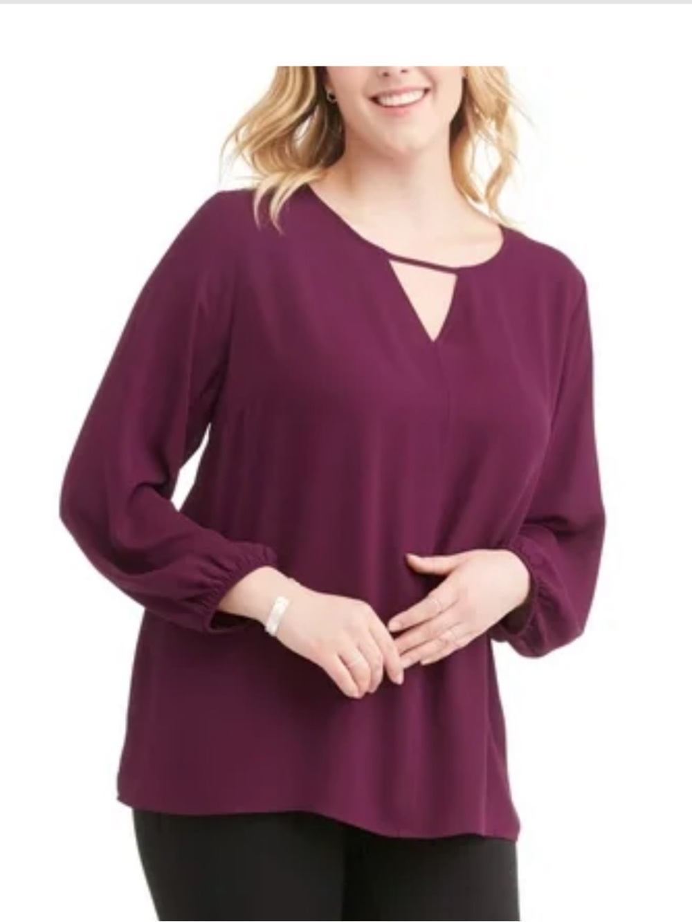 Terra & Sky Plum Keyhole Blouse - Plus Size